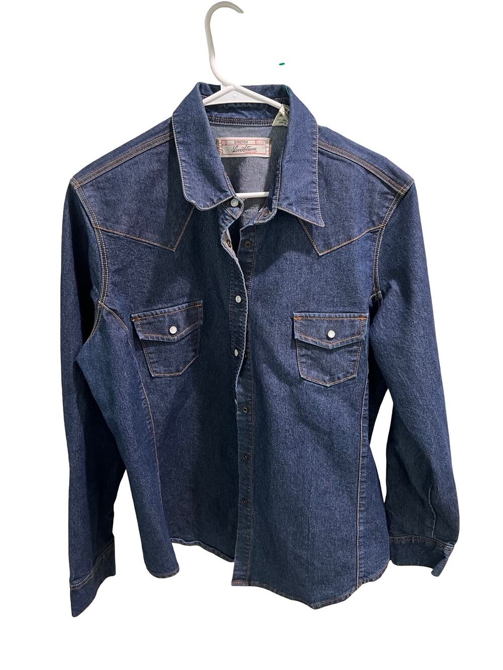 Levi Strauss Signature Women’s XL Denim Western Shirt Stretch Snap Front Blue
